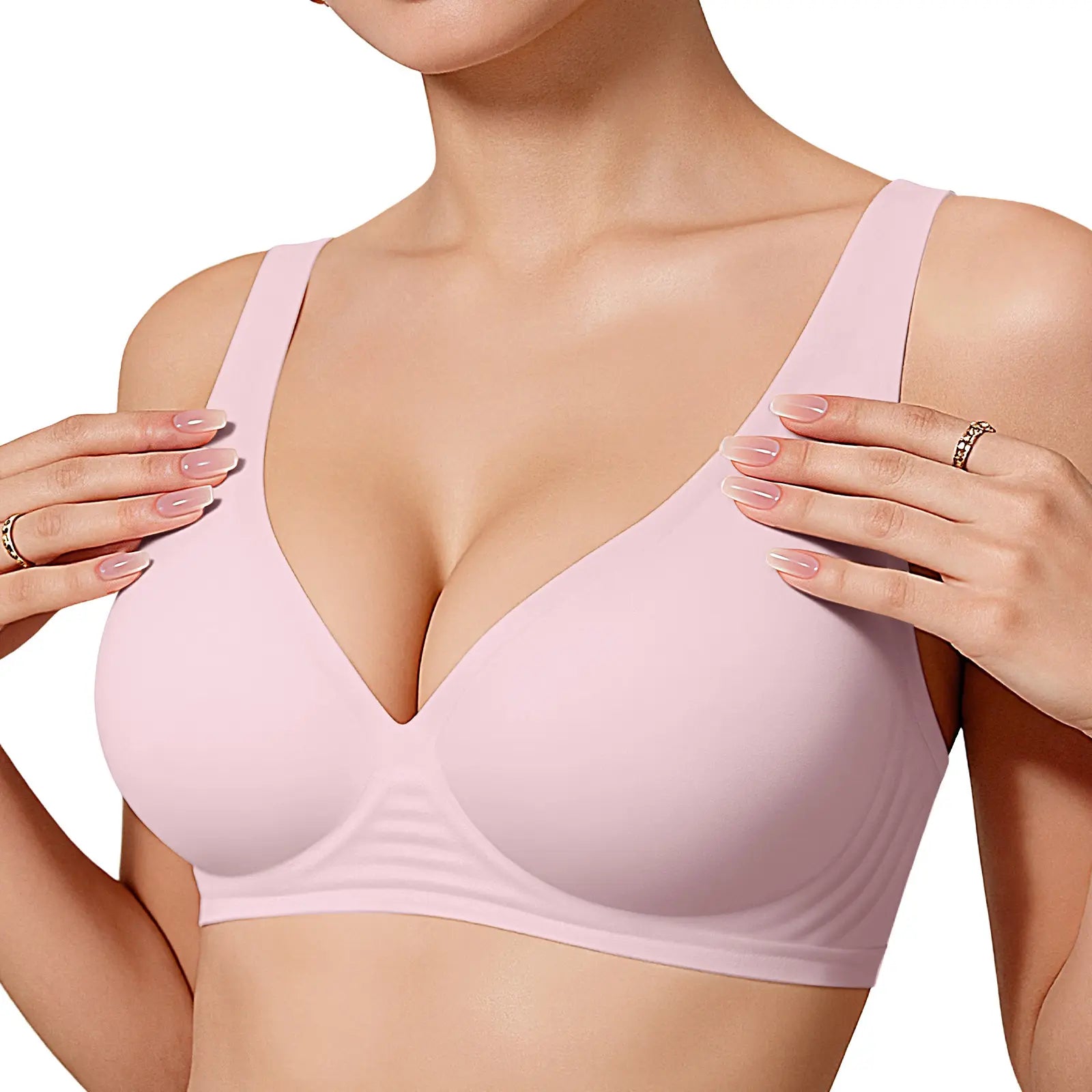 OEAK Deep V Seamless Bras for Women Comfortable Push up Bra No Underwire Jelly Bra