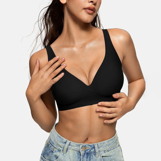 OEAK Deep V Seamless Bras for Women Comfortable Push up Bra No Underwire Jelly Bra