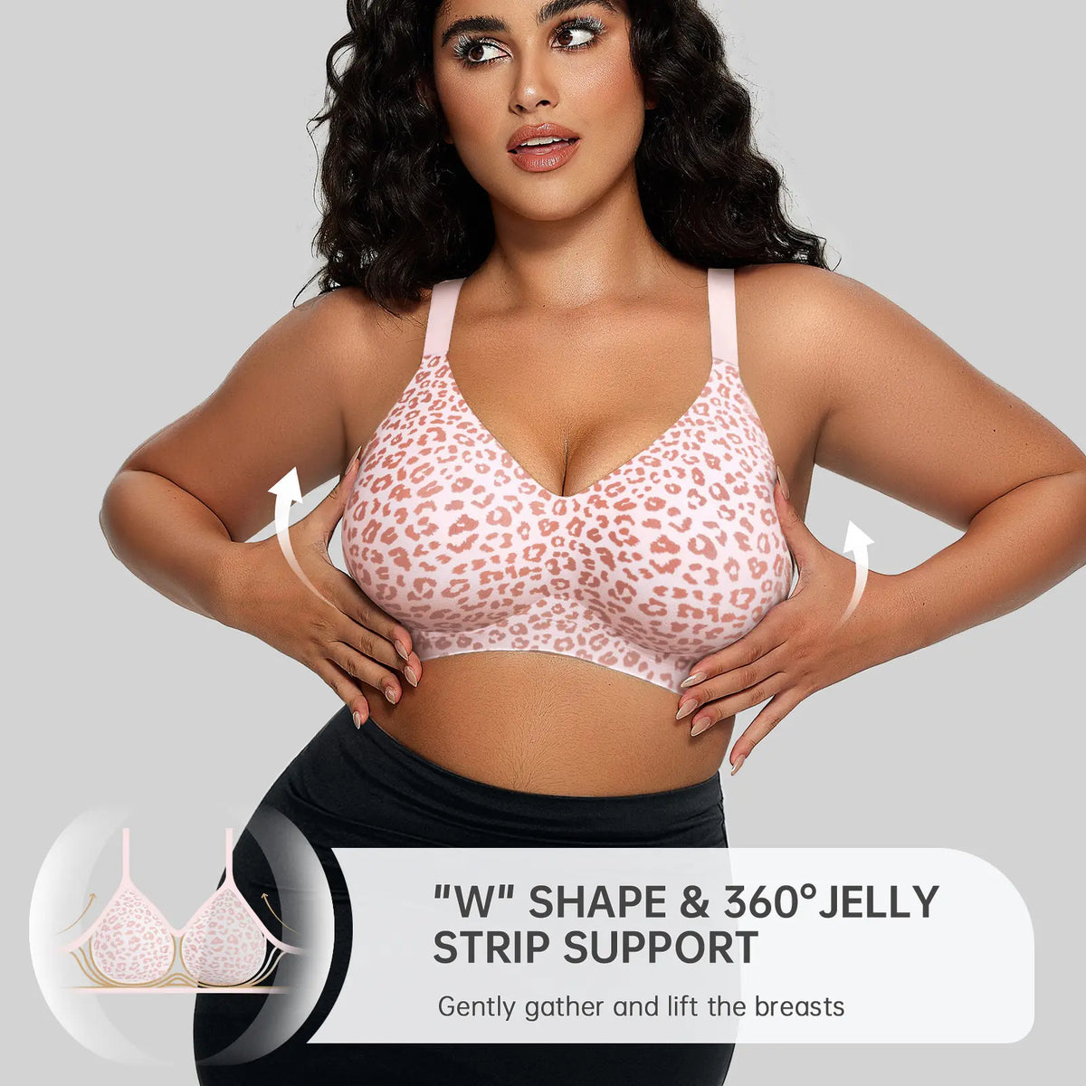 OEAK Women Comfortable Push up Bras Wireless Seamless Full Coverage Jelly Bra Buttery Soft Everyday Tshirt Bra Convertible Bra