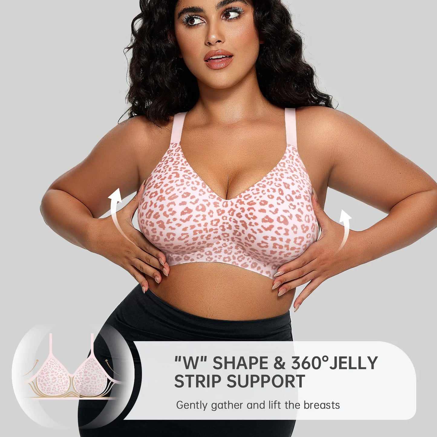 OEAK Women Comfortable Push up Bras Wireless Seamless Full Coverage Jelly Bra Buttery Soft Everyday Tshirt Bra Convertible Bra